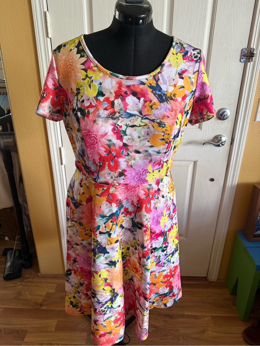 Moda Multicolor Floral Scoop-Neck Mini Dress